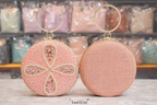women holding pink crystal clutch bridal party handbag ethnic wear clutch