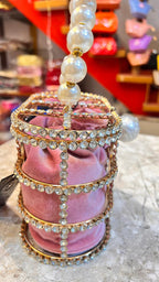 Pink Pearl Handle Potli Bag for Women | Designer Stone Work Clutch Handbag