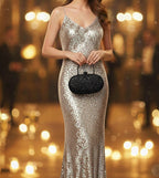 Gold Crystal Leaf Party Clutch Bag for Women | Elegant Evening Handbag