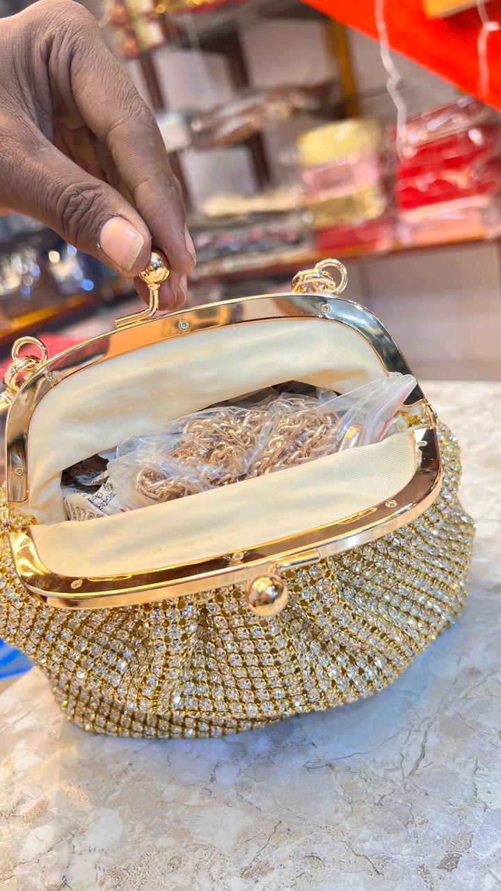Bridal party wear golden purse for women