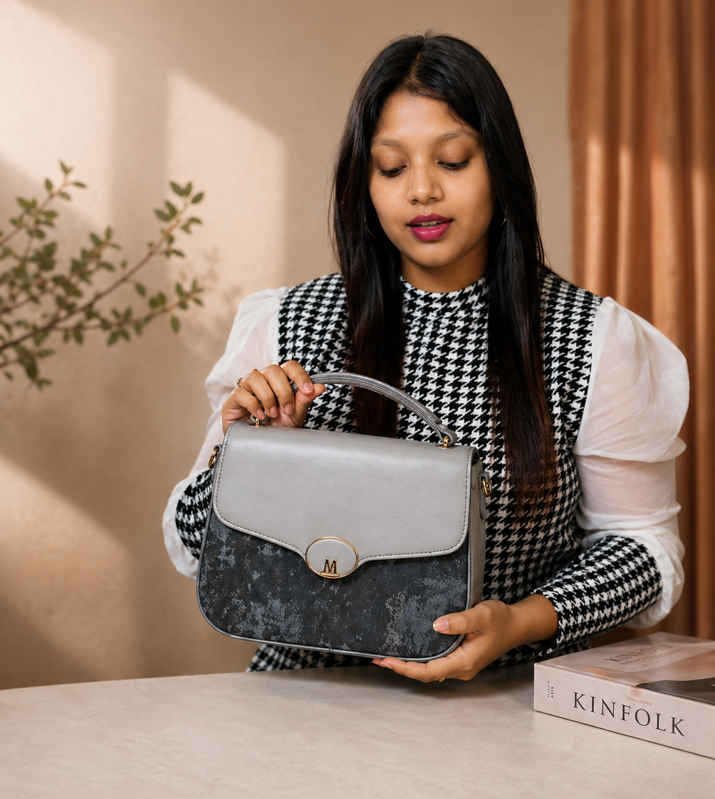 Grey Sling Bag for Women – Stylish Chain Shoulder Bag