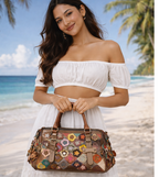 Vintage Colorful Floral Patchwork Handbag for Women – Funky Designer Shoulder Bag