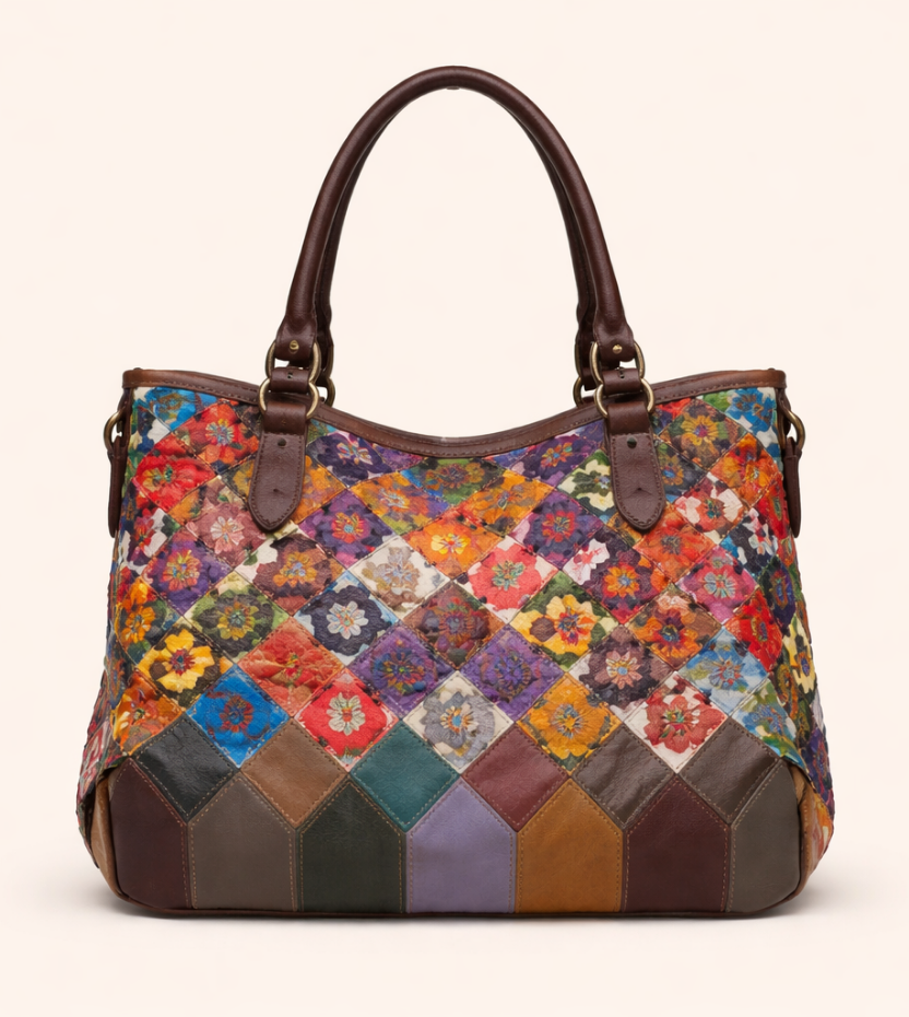 Luxury Multicolor Patchwork Tote Bag for Women