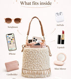 Ivory Pearl Embellished Fringe Potli Bag