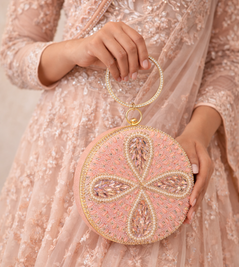 luxury pink crystal clutch bag features women bridal party handbag CarryQueen
