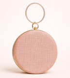 round pink clutch bag backside women designer clutch evening handbag