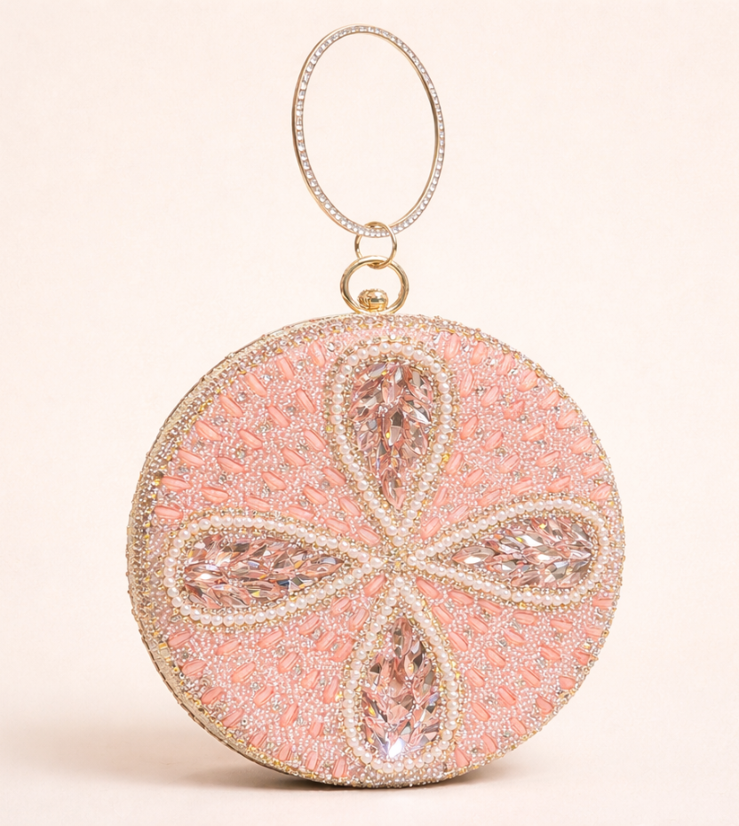 women crystal clutch bag pink round clutch bridal party clutch luxury evening bag india