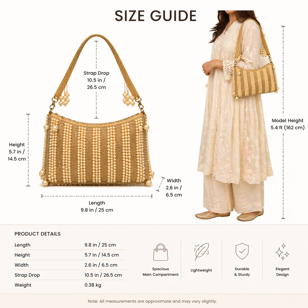 golden sequin clutch bag size guide