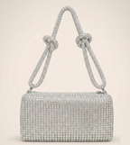 Luxury Silver Rhinestone Crystal Shoulder Bag – Designer Party Wear Handbag
