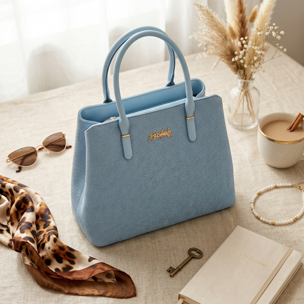 Luxury Women's Blue Designer Handbag – Structured Tote Bag
