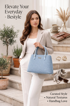Luxury Women's Blue Designer Handbag – Structured Tote Bag