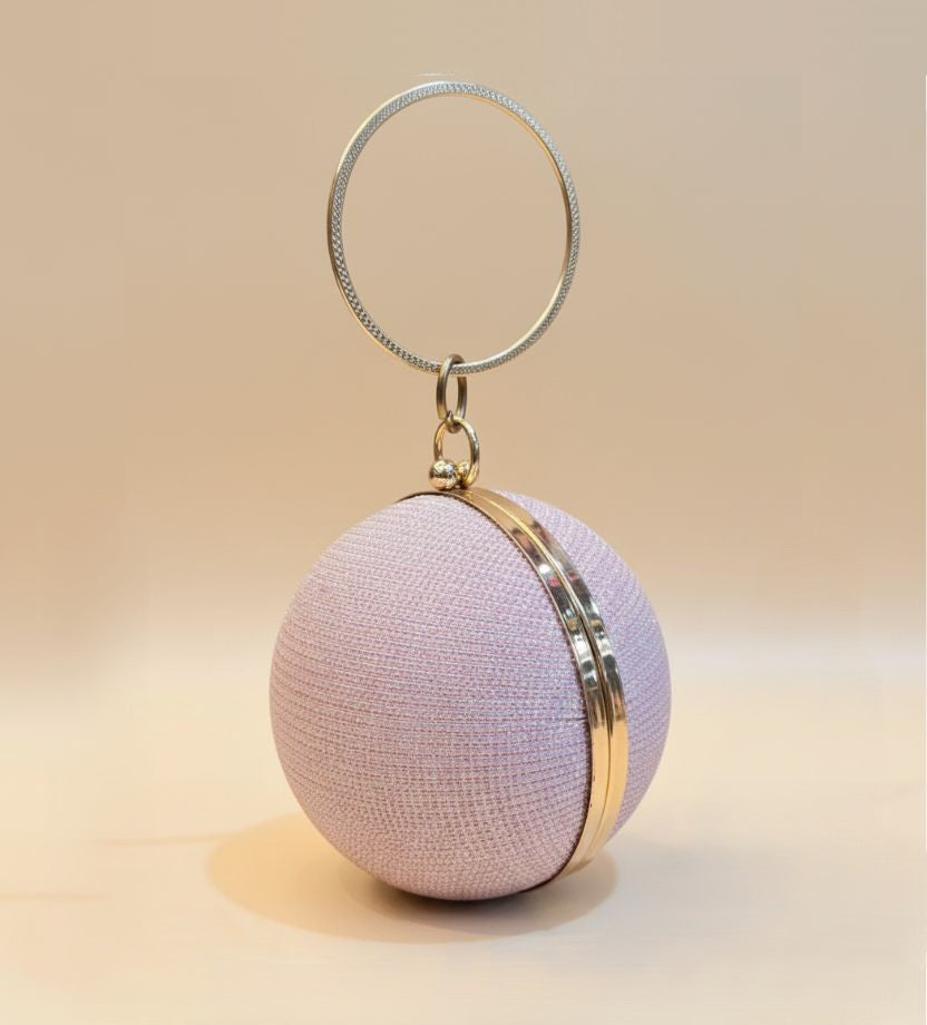 Blush Pink Glitter Sphere Clutch Bag