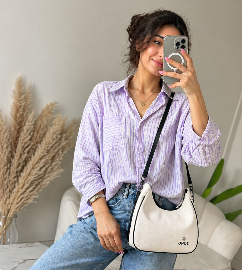 white hobo shoulder bag for women crescent shape handbag