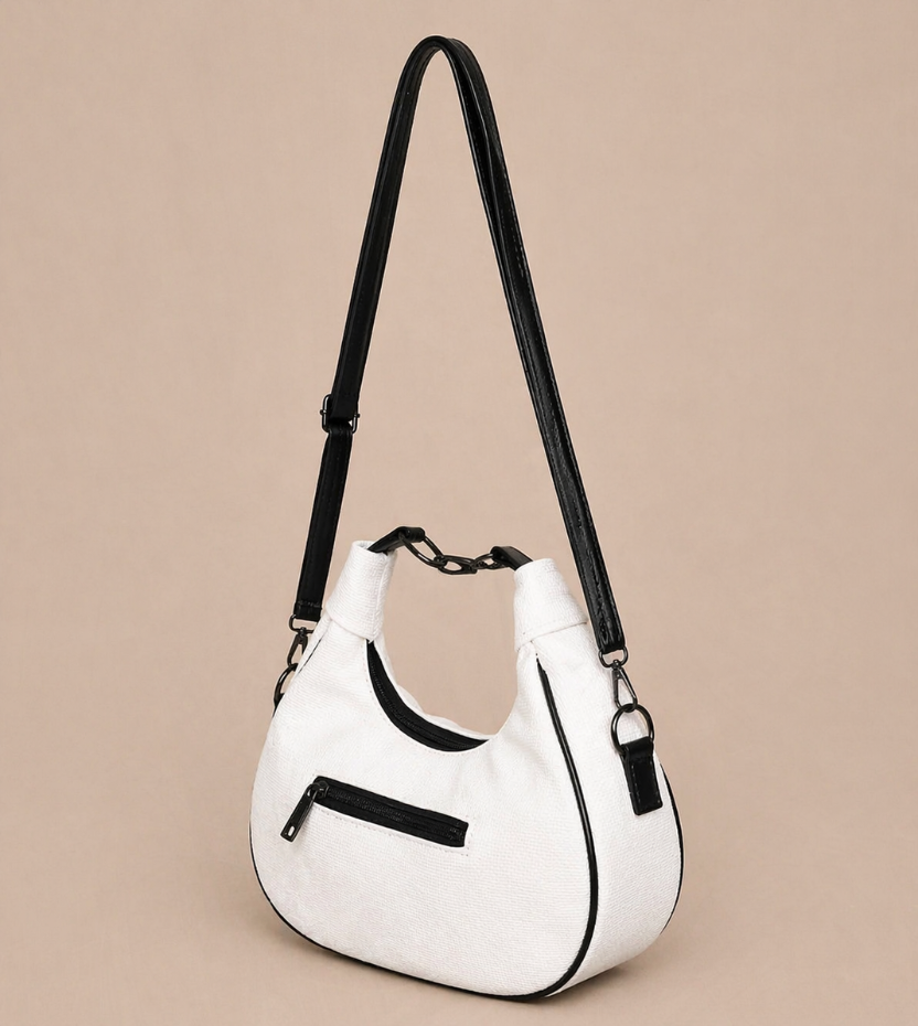 premium white shoulder hobo bag for women modern design