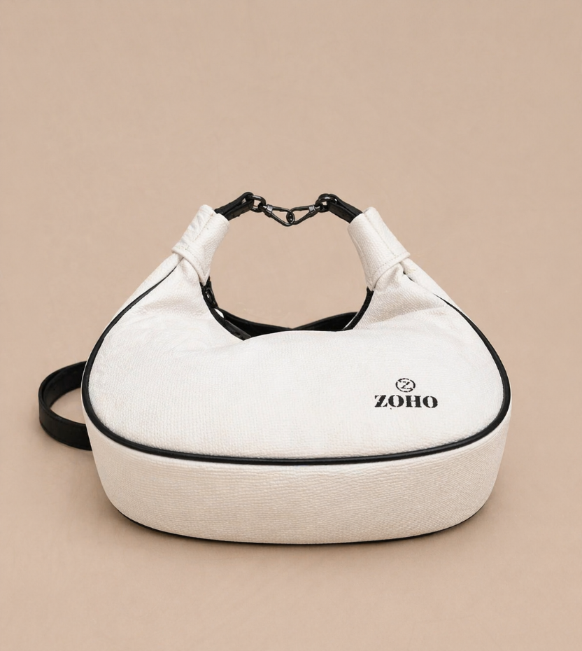 white textured hobo handbag for women casual and party wear