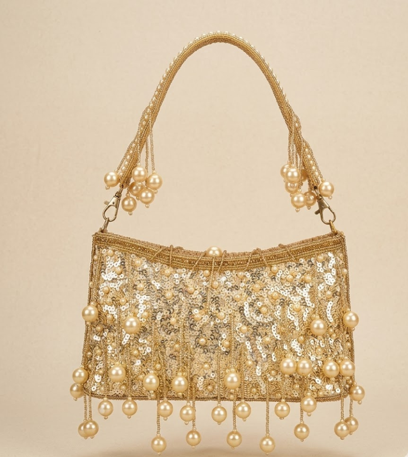 luxury perl beaded handbags for party